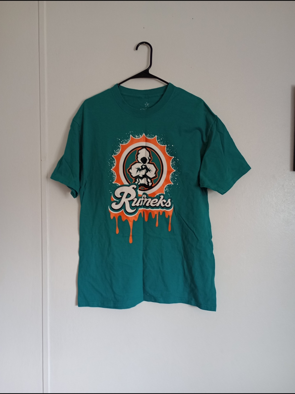 Rufneks Graphic Tee in Teal and Orange Sz L Men's
